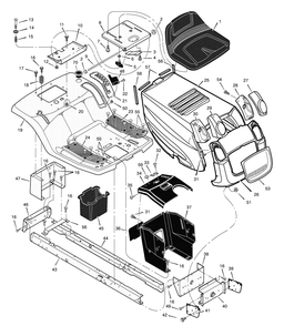 Chassis And Hood Diagram and Parts List for 425004X99A 2004 Briggs and Stratton Lawn Tractor